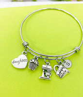 Silver Daughter Baker Charm Bracelet Personalized Customized Monogram Made to Order Jewelry, N1426