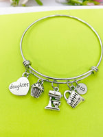 Silver Daughter Baker Charm Bracelet Personalized Customized Monogram Made to Order Jewelry, N1426