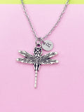 Silver Dragonfly Charm Necklace, DN56