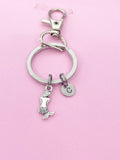 Silver Mermaid Charm Keychain Gifts Personalized Customized Monogram Made to Order Jewelry, N1590A