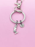 Silver Mermaid Charm Keychain Gifts Personalized Customized Monogram Made to Order Jewelry, N1590A