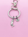 Silver Mermaid Charm Keychain Gifts Personalized Customized Monogram Made to Order Jewelry, N1590A