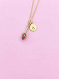 Gold Artist Paintbrush Charm Necklace, N3316