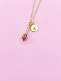 Gold Artist Paintbrush Charm Necklace Personalized Customized Monogram Made to Order Jewelry, N3316