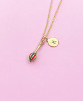 Gold Artist Paintbrush Charm Necklace Personalized Customized Monogram Made to Order Jewelry, N3316