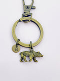 Silver or Bronze Bear Charm Keychain Gifts, Personalized Customized Monogram Made to Order Jewelry, N5453