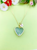 Gold Strawberry Quartz Heart Charm Necklace Personalized Customized Gemstone Monogram Made to Order Jewelry, N5414