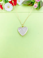 Gold Rose Quartz Heart Charm Necklace Personalized Customized Gemstone Monogram Made to Order Jewelry, N5416