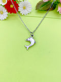 Silver Dolphin Charm Necklace Personalized Customized Monogram Made to Order Jewelry, N5420