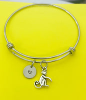 Silver Monkey Charm Bracelet Personalized Customized Monogram Made to Order Jewelry, N1456