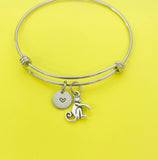 Silver Monkey Charm Bracelet Personalized Customized Monogram Made to Order Jewelry, N1456