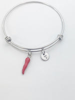 Silver Red Hot Chili Charm Bracelet Personalized Customized Monogram Made to Order Jewelry, N1697C