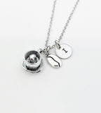 Silver Coffee Lover Charm Necklace Personalized Customized Monogram Made to Order Jewelry, N50H