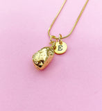 Gold Potato Charm Necklace Personalized Customized Monogram Made to Order Jewelry, N5208B