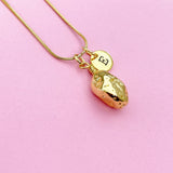 Gold Potato Charm Necklace Personalized Customized Monogram Made to Order Jewelry, N5208B
