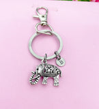 Silver Elephant Charm Keychain Luck Gifts Personalized Customized Monogram Made to Order Jewelry, N5432