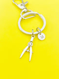 Silver Architect Drafting Compass Charm Keychain Gifts Personalized Customized Monogram Made to Order Jewelry, N5433A