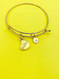Gold or Silver Sister Heart Charm Bracelet Gifts Ideas Personalized Customized Monogram Made to Order Jewelry, N5453