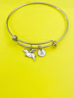 Gold or Silver Flying Pig Charm Bracelet Gifts Ideas, Personalized Customized Monogram Made to Order Jewelry, AN1743