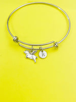 Gold or Silver Flying Pig Charm Bracelet Gifts Ideas, Personalized Customized Monogram Made to Order Jewelry, AN1743