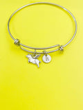 Gold or Silver Flying Pig Charm Bracelet Gifts Ideas, Personalized Customized Monogram Made to Order Jewelry, AN1743