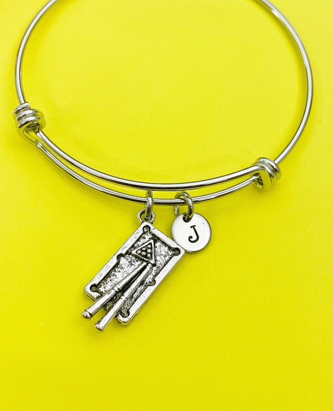Silver Billiards Pool Table Snooker Charm Bracelet Gifts Ideas Personalized Customized Monogram Made to Order Jewelry, N5456