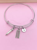 Silver Abacus Pencil Bookkeeping Charm Bracelet Gifts Ideas Personalized Customized Monogram Made to Order Jewelry, AN1500