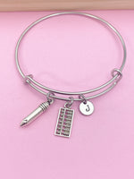 Silver Abacus Pencil Bookkeeping Charm Bracelet Gifts Ideas Personalized Customized Monogram Made to Order Jewelry, AN1500