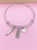 Silver Abacus Pencil Bookkeeping Charm Bracelet Gifts Ideas Personalized Customized Monogram Made to Order Jewelry, AN1500