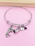 Cheerleading Charm Bracelet, Personalized Initial, Megaphone Jewelry