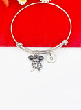 Silver Lacrosse Charm Bracelet Gift Ideas Personalized Customized Monogram Made to Order Jewelry, N312A