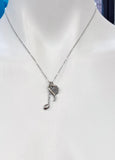 Silver Eighth Note Music Note Charm Necklace Personalized Customized Monogram Made to Order Jewelry, N4091A