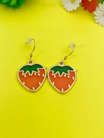 Gold Red Strawberry Charm Earrings Personalized Customized Made to Order Jewelry, N4718