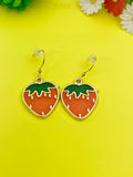 Gold Red Strawberry Charm Earrings Personalized Customized Made to Order Jewelry, N4718
