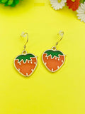 Gold Red Strawberry Charm Earrings Personalized Customized Made to Order Jewelry, N4718
