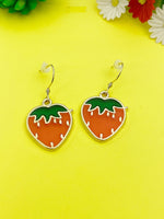 Gold Red Strawberry Charm Earrings Personalized Customized Made to Order Jewelry, N4718