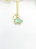 Gold Elephant Charm Necklace Personalized Customized Monogram Made to Order Jewelry, N729A