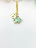 Gold Elephant Charm Necklace Personalized Customized Monogram Made to Order Jewelry, N729A