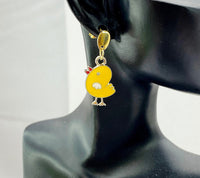 Gold Yello Chicken Charm Stud Earrings Personalized Customized Made to Order Jewelry, N3052A