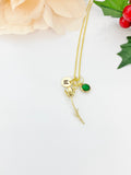 Gold Tulip Charm Necklace Personalized Customized Monogram Made to Order Jewelry, N2189F