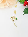 Gold Tulip Charm Necklace Personalized Customized Monogram Made to Order Jewelry, N2189F