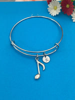 Silver Music Melody Note Charm Bracelet Gifts Ideas, Personalized Customized Monogram Made to Order Jewelry, AN4091