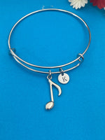 Silver Music Melody Note Charm Bracelet Gifts Ideas, Personalized Customized Monogram Made to Order Jewelry, AN4091