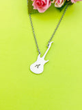 Silver Guitar Charm Necklace Personalized Customized Monogram Made to Order Jewelry, D394