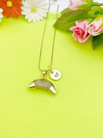 Gold Natural Strawberry Quartz Moon Charm Necklace Personalized Customized Monogram Made to Order Jewelry, N2817A