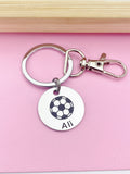 Silver Soccer Keychain, Personalized Customized Monogram Made to Order Jewelry, D187A