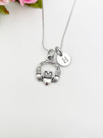 Silver Claddagh Charm Necklace Hand Hold Heart Charm Personalized Customized Monogram Made to Order Jewelry, N5436