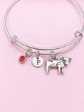 Silver Cow Charm Bracelet Gifts Personalized Customized Monogram Made to Order Jewelry, AN1489