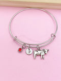 Silver Cow Charm Bracelet Gifts Personalized Customized Monogram Made to Order Jewelry, AN1489