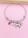 Silver Cow Charm Bracelet Gifts Personalized Customized Monogram Made to Order Jewelry, AN1489